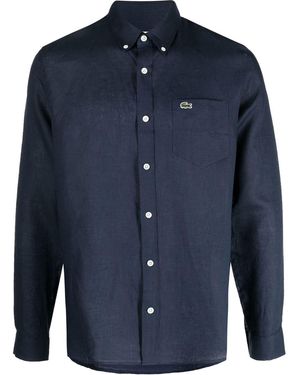 Lacoste Logo-Patch Button-Down Shirt - Blue