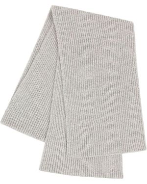 John Smedley Ribbed Merino Wool-Cashmere Blend Scarf - Grey