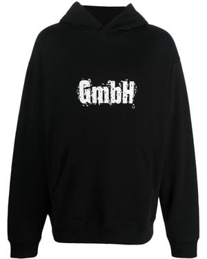 GmbH Logo-Print Organic-Cotton Hoodie - Black