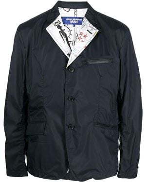 Junya Watanabe Single-Breasted Sketch-Print Blazer - Blue