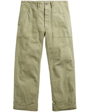RRL Striped Straight-Leg Cotton Trousers - Green