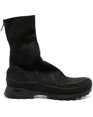 Yohji Yamamoto Round-Toe Leather Boots - Black