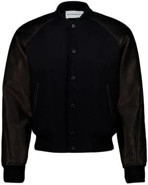 Givenchy Leather-Panelled Wool Bomber Jacket - Black