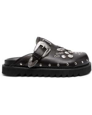 Toga Virilis Studded Leather Slippers - Black