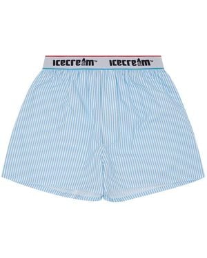 ICECREAM Logo-Waistband Shorts - Blue