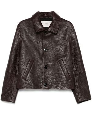 Ami Paris Leather Jacket - Black