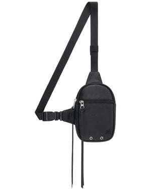 Courreges Pebbled Leather Crossbody Bag - Black
