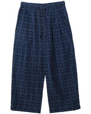 Maharishi Komon Aizome Diamond-Pattern Drawstring Trousers - Blue