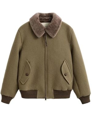 GANT Veste En Laine À Col En Peau Lainée - Green