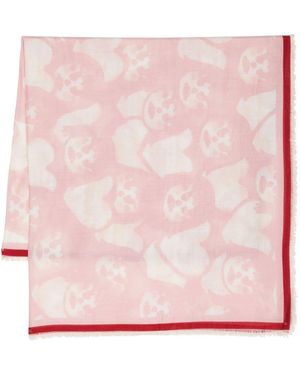 Givenchy Face-Print Logo-Jacquard Fringed Scarf - Pink