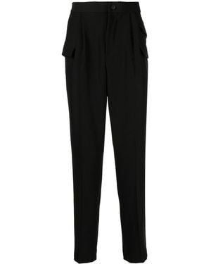 Hevò Tapered Flap-Pocket Trousers - Black
