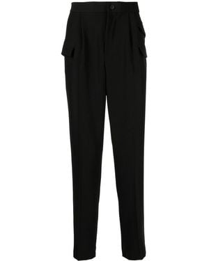 Hevò Tapered Flap-Pocket Pants - Black