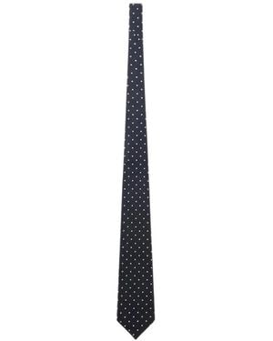 Junya Watanabe Polka-Dot Silk Tie - White