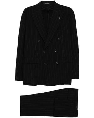 Tagliatore Pinstripe Double-Breasted Suit - Black