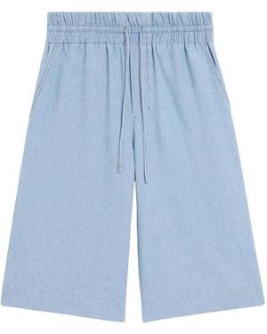 Ami Paris Cotton Elasticated Large Bermuda Shorts - Blue