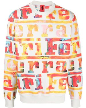 Ferrari Graffiti Logo-Pattern Sweatshirt - Orange