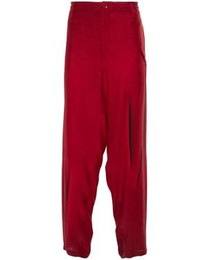 Yohji Yamamoto Abstract-print Silk Trousers - Red