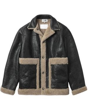 MM6 by Maison Margiela Lambskin Shearling-Panel Jacket - Black