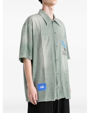 PALY Graphic-Print Raw-Cut Shirt - Green