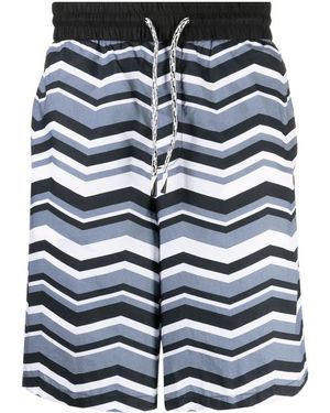 Emporio Armani Zigzag-print Cotton Track Trousers - Blue