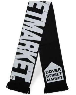 Dover Street Market Logo-Intarsia Fringed Scarf - White