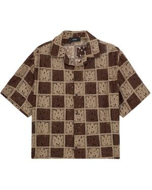 Amiri Ma Quad Chequered Crochet Shirt - Brown