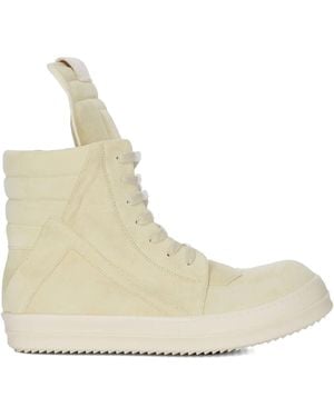 Rick Owens Geobasket Zip Leather Trainers - Natural