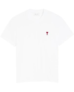 Ami Paris Cotton T-Shirt With Ami De Coeur - White