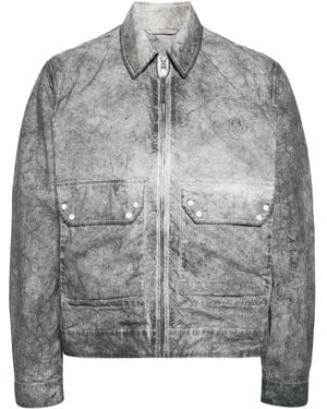 C.P. Company Zip-Up Distressed-Effect Shirt Jacket - Grey