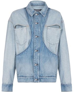 Balmain Panelled-Design Denim Jacket - Blue