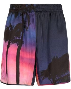 BLUE SKY INN Graphic-Print Elasticated-Waist Shorts - Blue