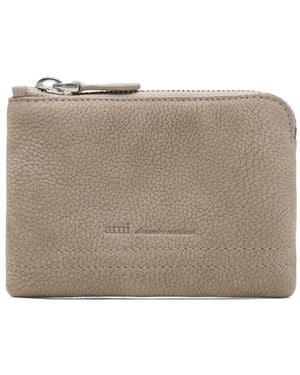 Ami Paris Carrousel Zipped Leather Wallet - Grey