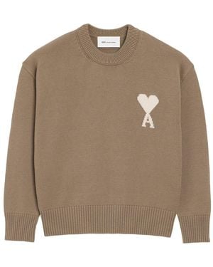 Ami Paris Round-Neck Knitwear - Brown