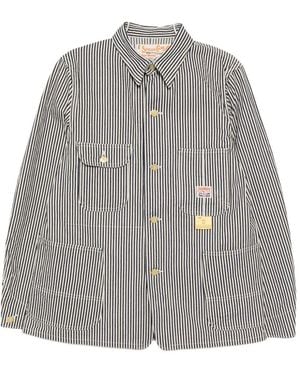 Sugar Cane Jeans Striped Denim Jacket - Blue