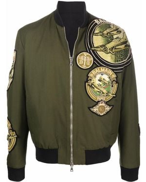 Balmain Multi-Badge Pilot Jacket - Green