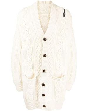 TAKAHIROMIYASHITA TheSoloist. Zip-Detail Aran-Knit Cardigan - White