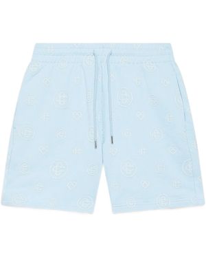 CASABLANCA Monogram Appliqué Shorts - Blue