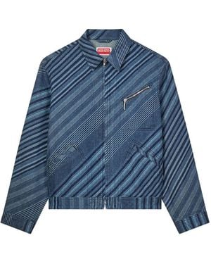 KENZO Diagonal Stripe Cotton Jacket - Blue
