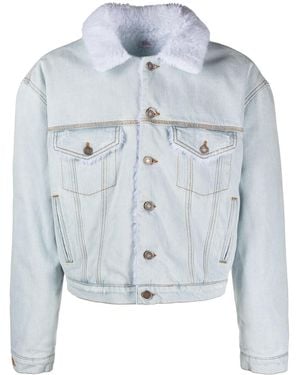 ERL Faux-Fur Collar Denim Jacket - Blue