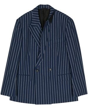 Marina Yee Striped Double-Breasted Blazer - Blue