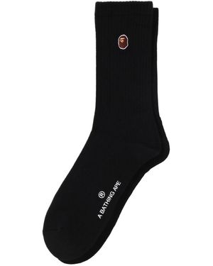 A Bathing Ape Embroidered-Logo Socks - Black