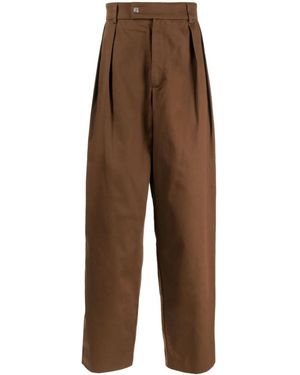 Amiri Pleat-Detailing Cotton Straight Trousers - Brown