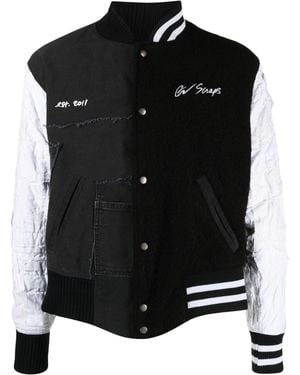 Greg Lauren Paneled Wool-Cotton Bomber Jacket - Black