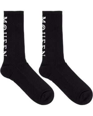 McQueen Logo-Embellished Ribbed Socks - Black