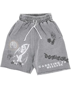 PALY Graphic-Print Raw-Edge Shorts - Grey
