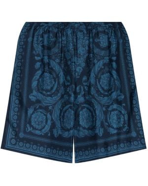 Versace Relaxed Baroque Patterned Silk-Nylon Shorts - Blue
