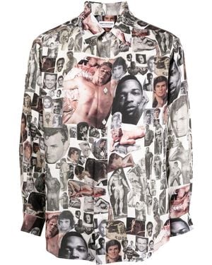 Honey Fucking Dijon Graphic Collage-Print Shirt - Grey