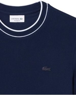 Lacoste Contrast-Trim Logo-Patch T-Shirt - Blue