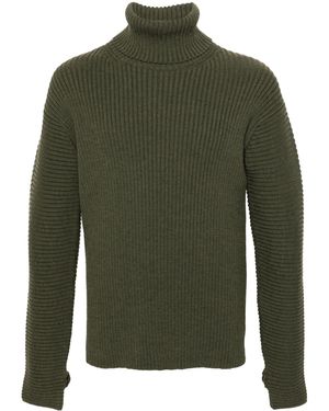 KENZO Roll-Neck Ribbed-Knit Sweater - Green