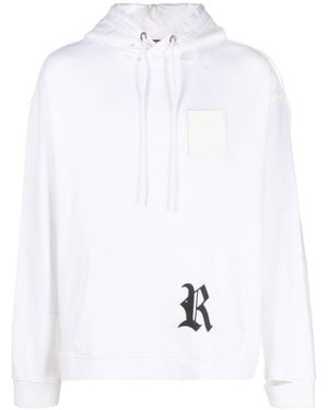 Raf Simons Logo Patch Ripped Hoodie - White